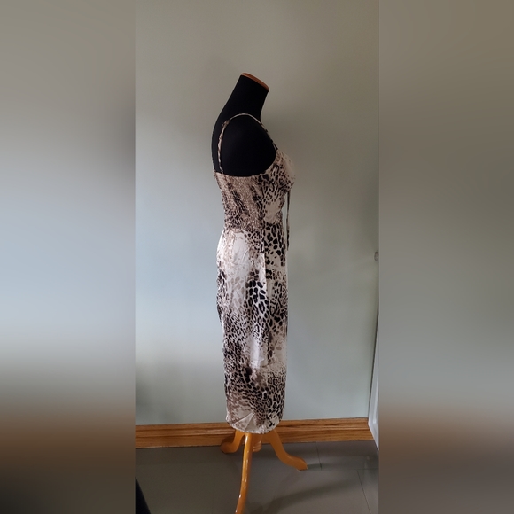 Fashion Nova S Wild Emotions Leopard Print Satin Cocktail Party Club Midi Dress - Picture 7 of 10